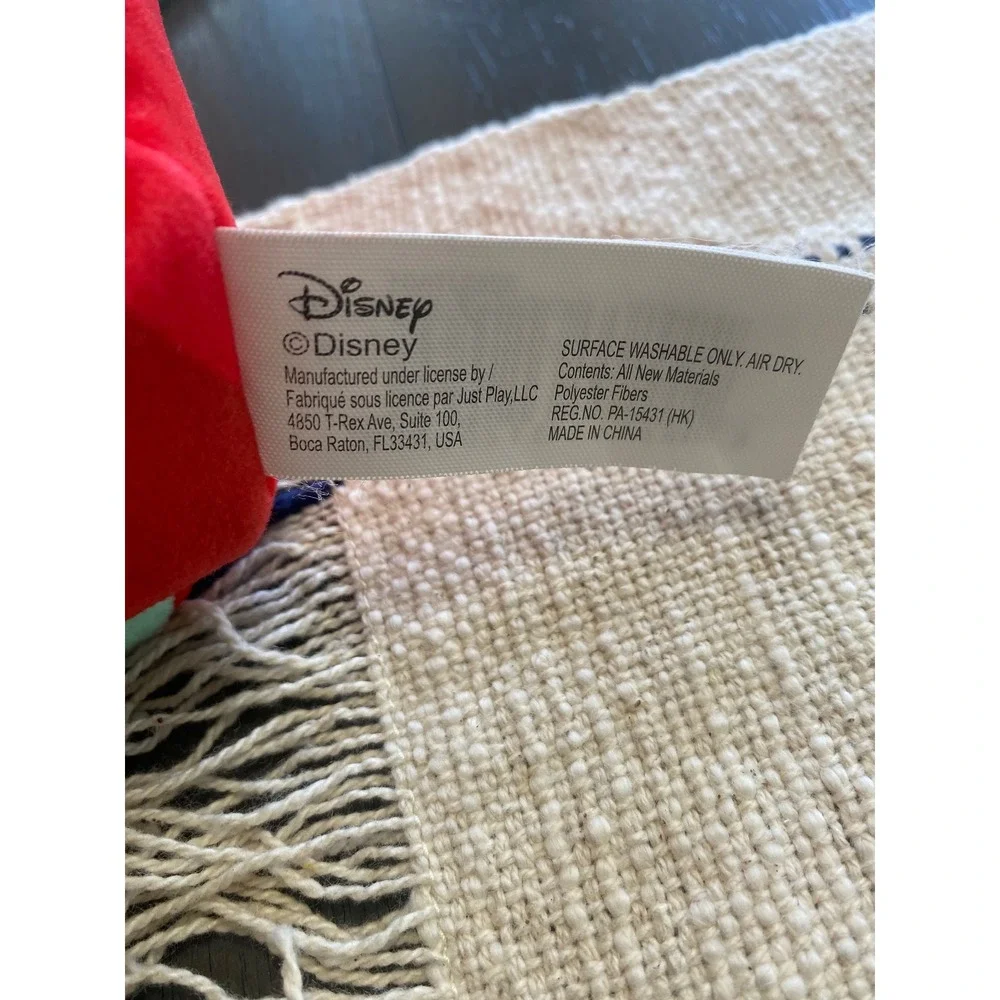 Disney Ariel The Little Mermaid Plush Decorative Pillow Red Hair Purple Bow 11in